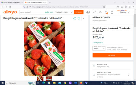 Licytacja drugiego kilograma owoców truskawki- pomagajmy lokalnie